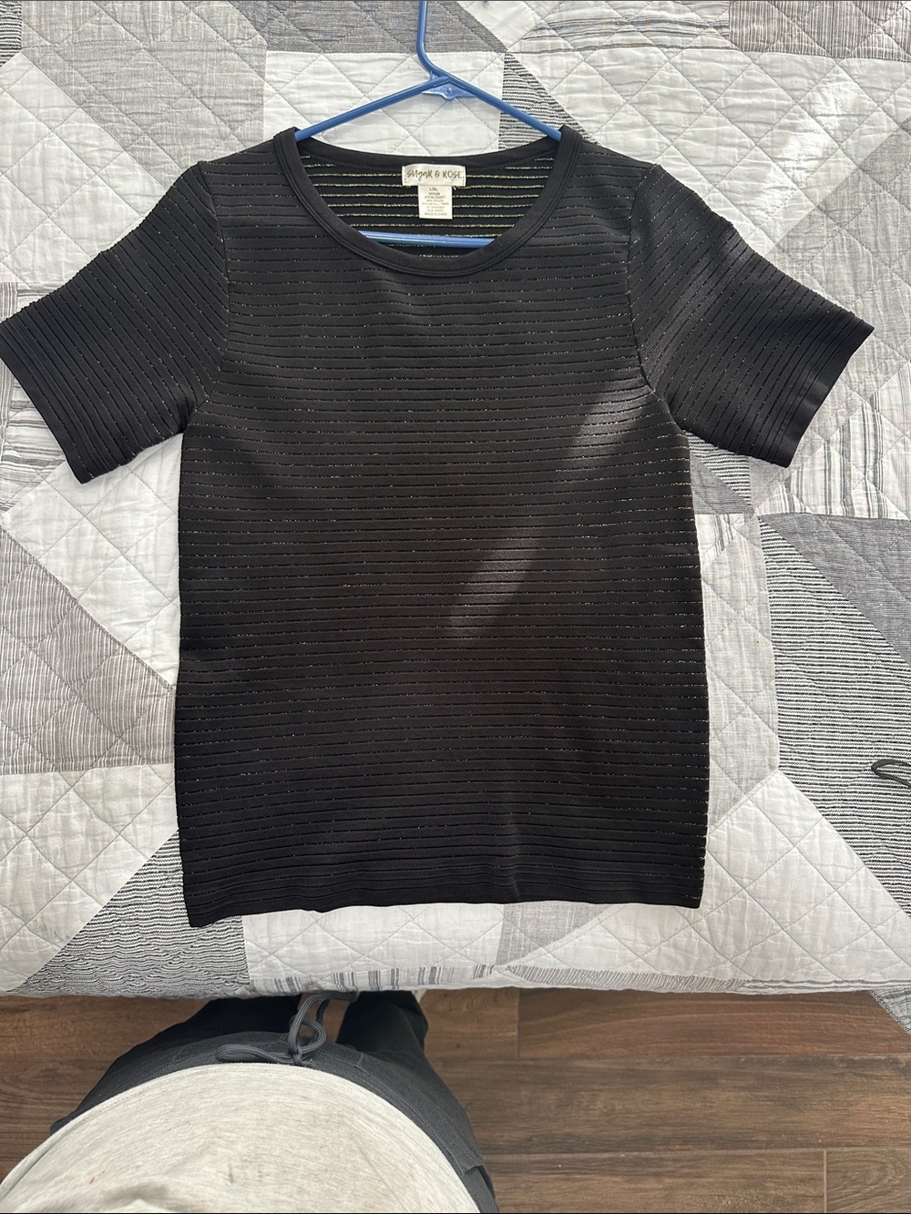 Black Short-Sleeve Ribbed Knit Top by Ulla Johnson